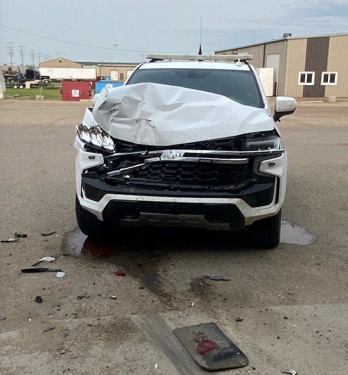 Damaged police vehicle 2