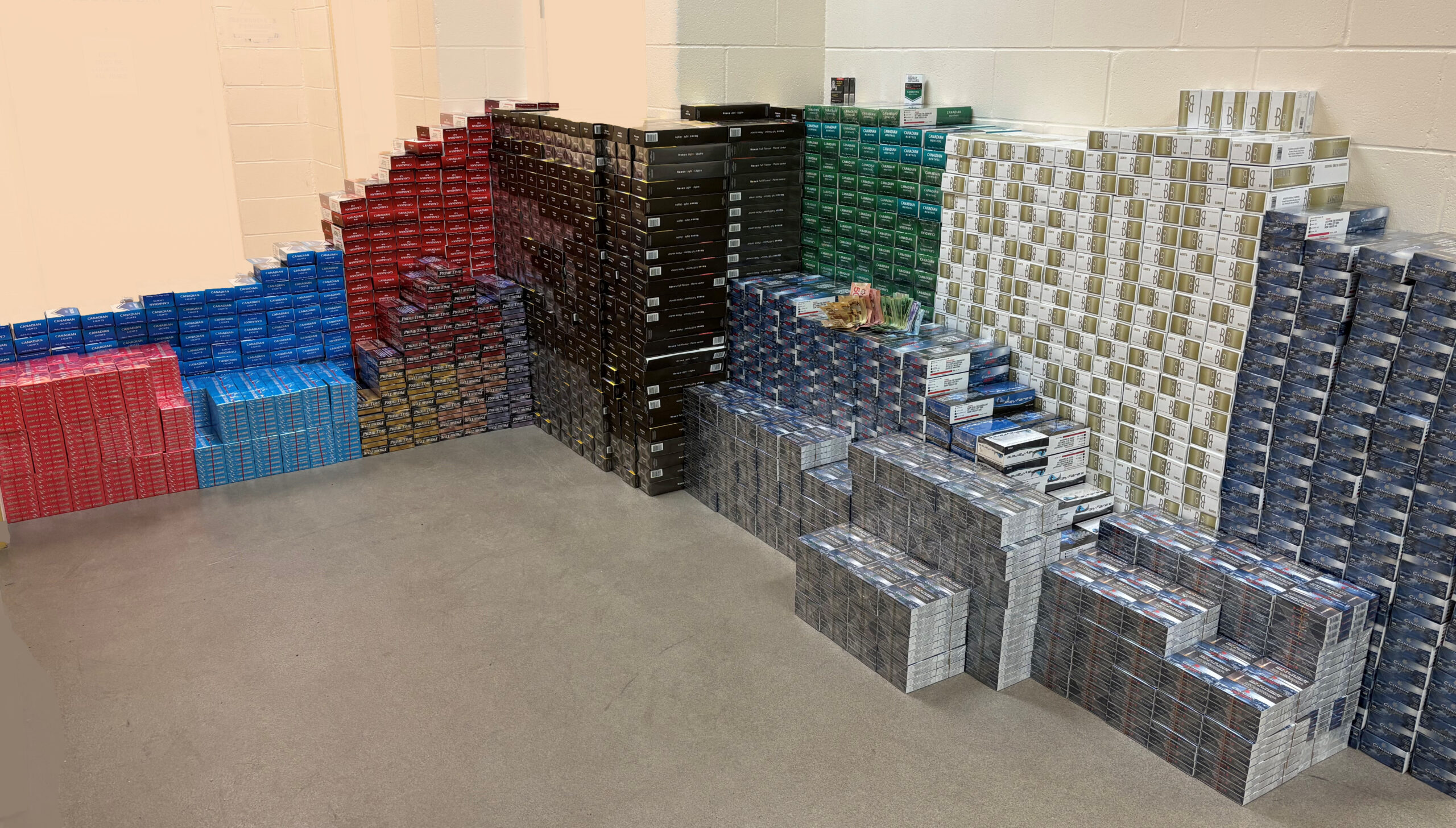 Seized illegal cigarettes